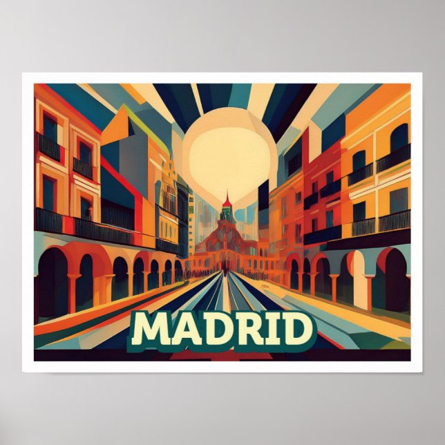 Madrid Spanien Reisen künstlerisch farbenfroh Poster (Vorne)
