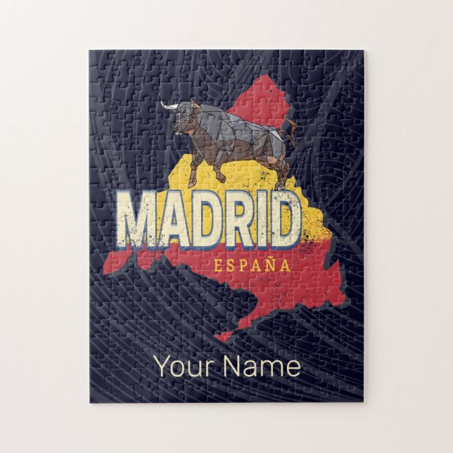 Madrid Spanien Retro Region Karte Vintag Bull (Vertikal)