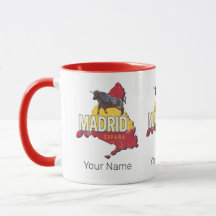 Madrid Spanien Retro Region Karte Vintag Bull