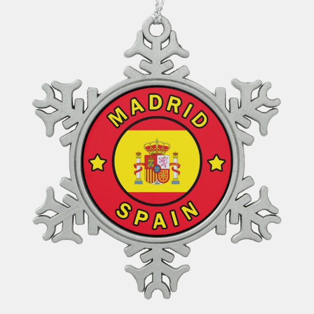Madrid Spanien Schneeflocken Zinn-Ornament (Vorderseite)