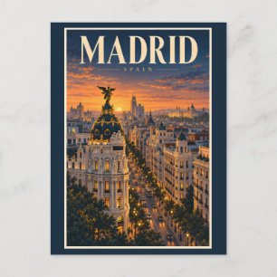 Madrid Spanien Sonnenuntergang Illustration Reise Postkarte