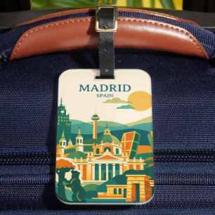 Madrid Spanien Stadt Skyline - Minimalist Retro St Gepäckanhänger