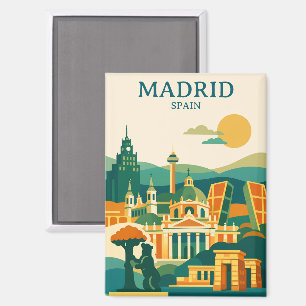 Madrid Spanien Stadt Skyline - Minimalist Retro St Magnet