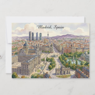 Madrid Spanien Stadtansicht Aquarellmalerei Karte