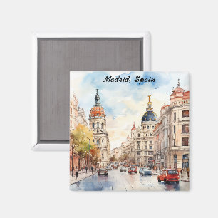 Madrid Spanien Stadtansicht Aquarellmalerei Magnet