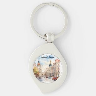 Madrid Spanien Stadtansicht Aquarellmalerei Schlüsselanhänger