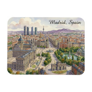 Madrid Spanien Stadtansicht Wasserfarbenmalerei Magnet