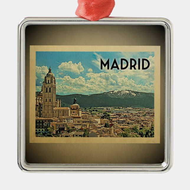 Madrid Spanien Tradition Reisen Silbernes Ornament (Vorne)