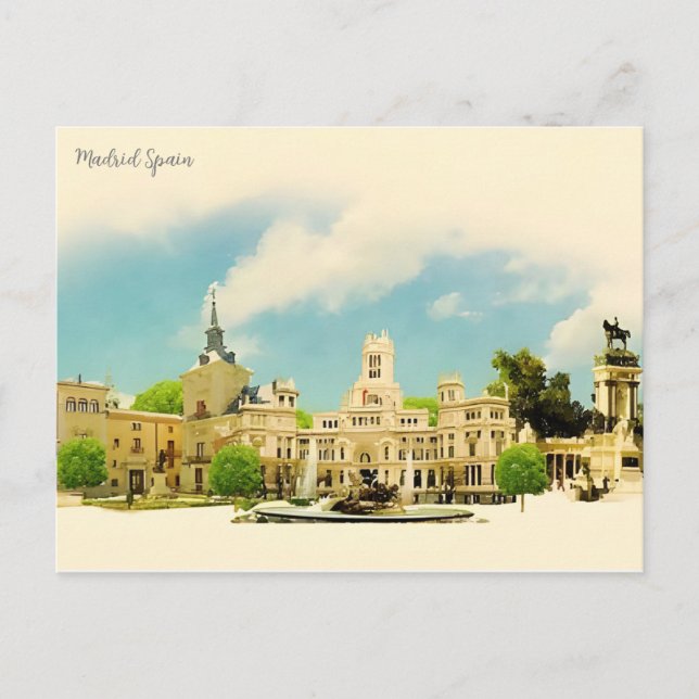 Madrid Spanien Vintage Reise Bär Postkarte (Vorderseite)