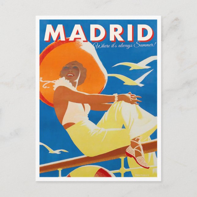Madrid Spanien Vintage Reise Postkarte (Vorderseite)