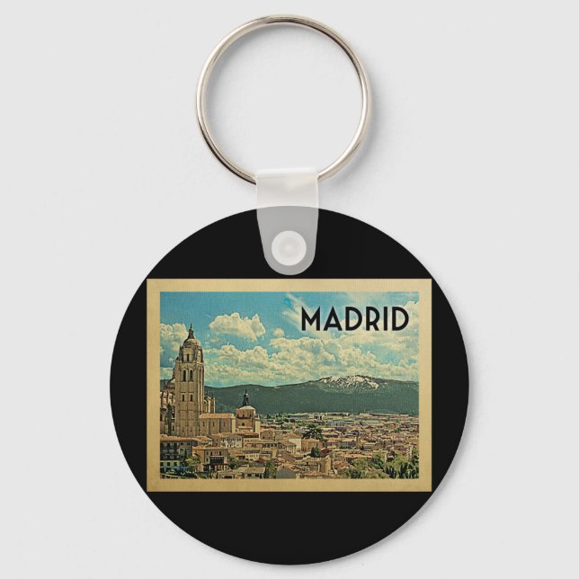 Madrid Spanien Vintage Reisen Schlüsselanhänger (Vorderseite)