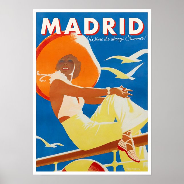 Madrid Spanien Vintage Reiseplakat Poster (Vorne)