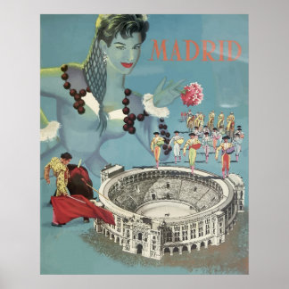 Madrid, Spanien Vintage Travel Poster