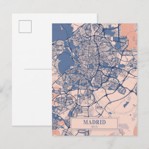 Madrid Spanien Windige Stadtplan Reise Postkarte