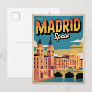 Madrid Stadt Spanien Vintage-Reiseandenken, Gesche Postkarte