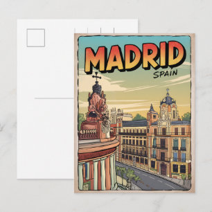 Madrid Stadt Spanien Vintage Reisemitbringsel, Ges Postkarte