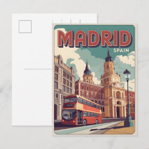 Madrider Busspain Vintage Reise Souvenirs, Geschen Postkarte