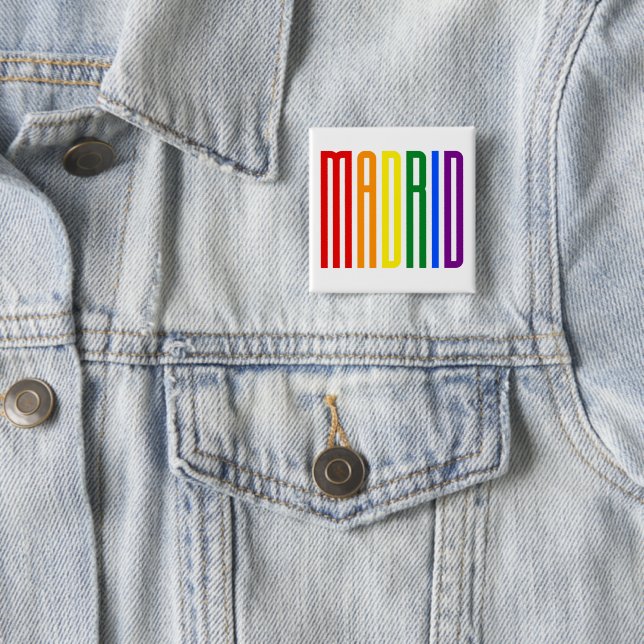 Madrider LGBT Rainbow Flag Typografy Gay Pride Button (Beispiel)