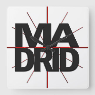 Madridtimezone-Wanduhr Quadratische Wanduhr