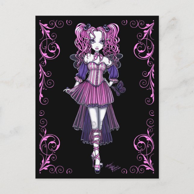 "Maegan" Pink Valentine Fairy Art Postkarte (Vorderseite)