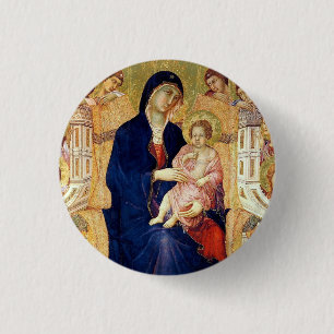 Maestà, Detail Madonna und Kind auf Thron Button
