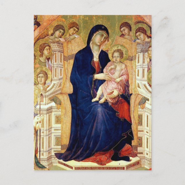Maestà, Detail Madonna und Kind auf Thron Postkarte (Vorderseite)