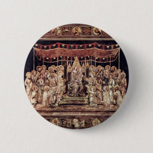 Maestà Madonna inthronisiert als der Schutzpatron Button