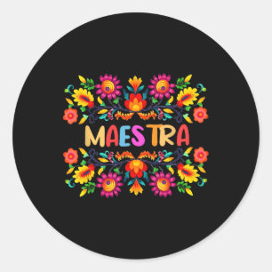 Maestra Cinco De Mayo Spanischer mexikanischer Leh Runder Aufkleber