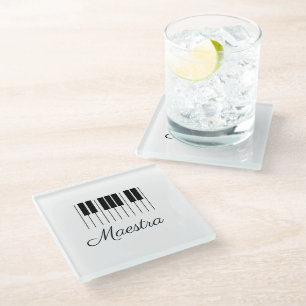 Maestra Klaviermusiklehrer Keyboard mit Namen  Glasuntersetzer