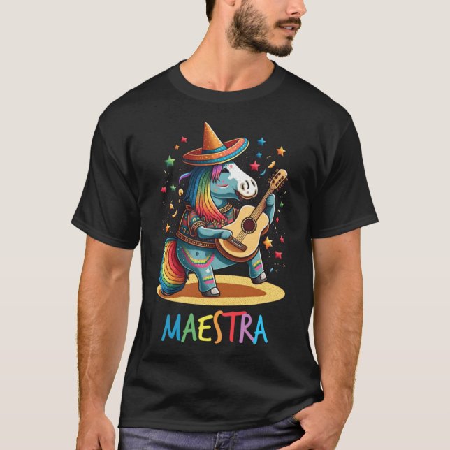 Maestra Spanish Teacher Unicorn Profesora T-Shirt (Vorderseite)