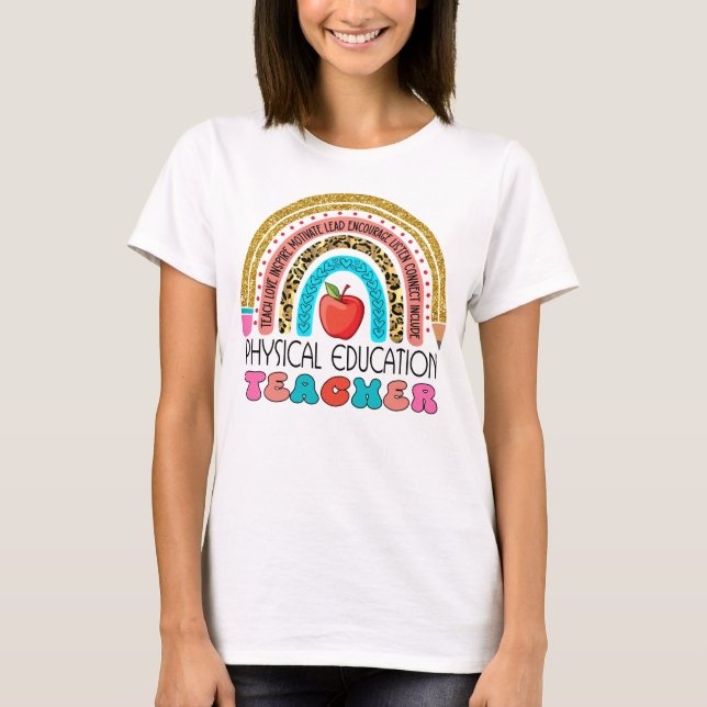 Maestra Teacher Pencil Rainbow - zurück in die Sch T-Shirt (Vorderseite)