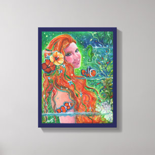 Maev Meerjungfrau Clownfisch Kunst von Renee Lavoi Leinwanddruck