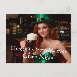 Maeve im smaragdgrünen Korsett Irish Pub St. Patri Postkarte