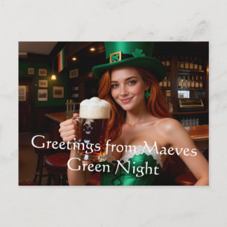 Maeve in Emerald Corset Irish Pub St Patrick's Day Postkarte