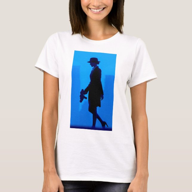 Mafia-Mädchen Fedora T-Shirt  (Vorderseite)