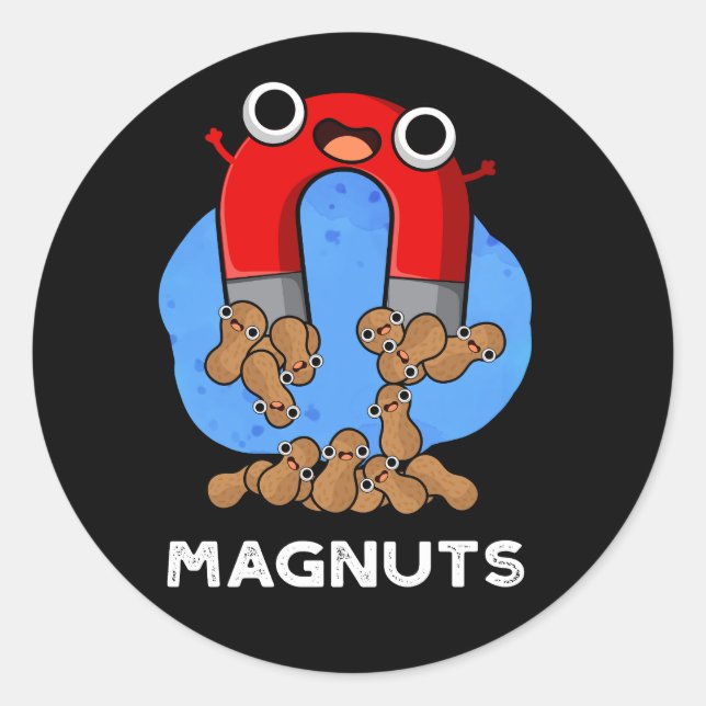 Mag-Nüsse Funny Magnet Pun Dark BG Runder Aufkleber (Vorderseite)