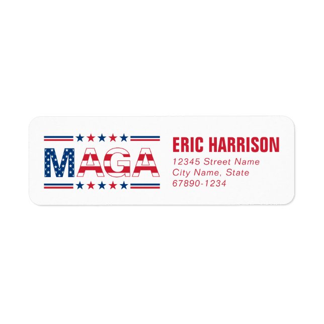 Maga American Rücksendeadressen-Aufklebers (Vorne)