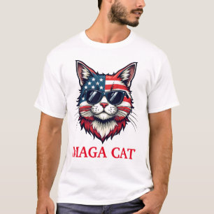 MAGA Cat Präsident Trump American Flag Patriotic T-Shirt