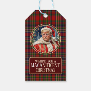 MAGA Christmas Tartan Kariert Trump - Geschenkmark Geschenkanhänger