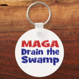 MAGA Drain the Swamp mit rotem blauen Text Schlüsselanhänger