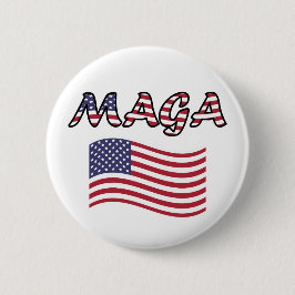 MAGA mit US-Flagge, rot weiß und blau Button