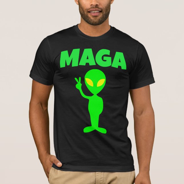 MAGA TRUMP ALIEN PEACE FUNNY T-SHIRT (Devant)