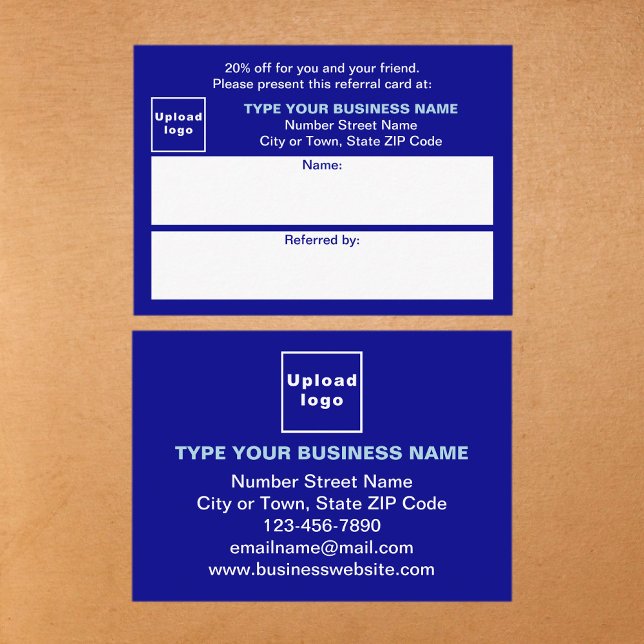 Magasiner ou faire une Boutique Carte de référence (Business blue referral card for for your customers and their family, relatives or friends.)