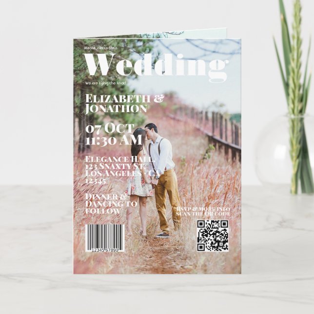 Magazin-Cover Hochzeit QR-Code Einladung (Vorderseite)