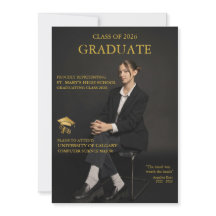 Magazin-Cover Schwarz Gold Abschluss-Einladung