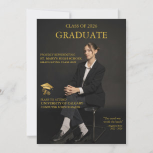 Magazin-Cover Schwarz Gold Abschluss-Einladung Einladung