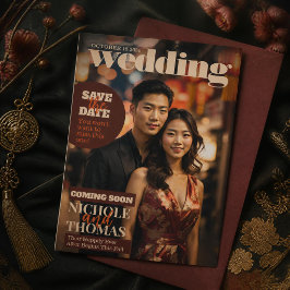 Magazin-Cover-Style Trendige Save-The-Date-Foto Einladung