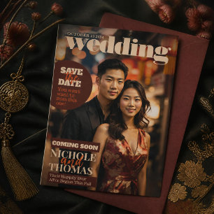 Magazin-Cover-Style Trendige Save-The-Date-Foto Einladung