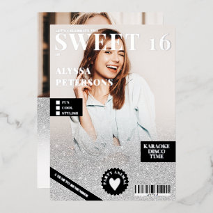 Magazincover 2 Foto Silberglitter Sweet 16 Folieneinladung