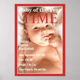 Magazine Cover Baby Birth Stats Poster